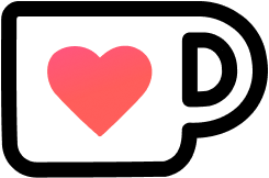 kofi logo white cup black outline and a heart inside